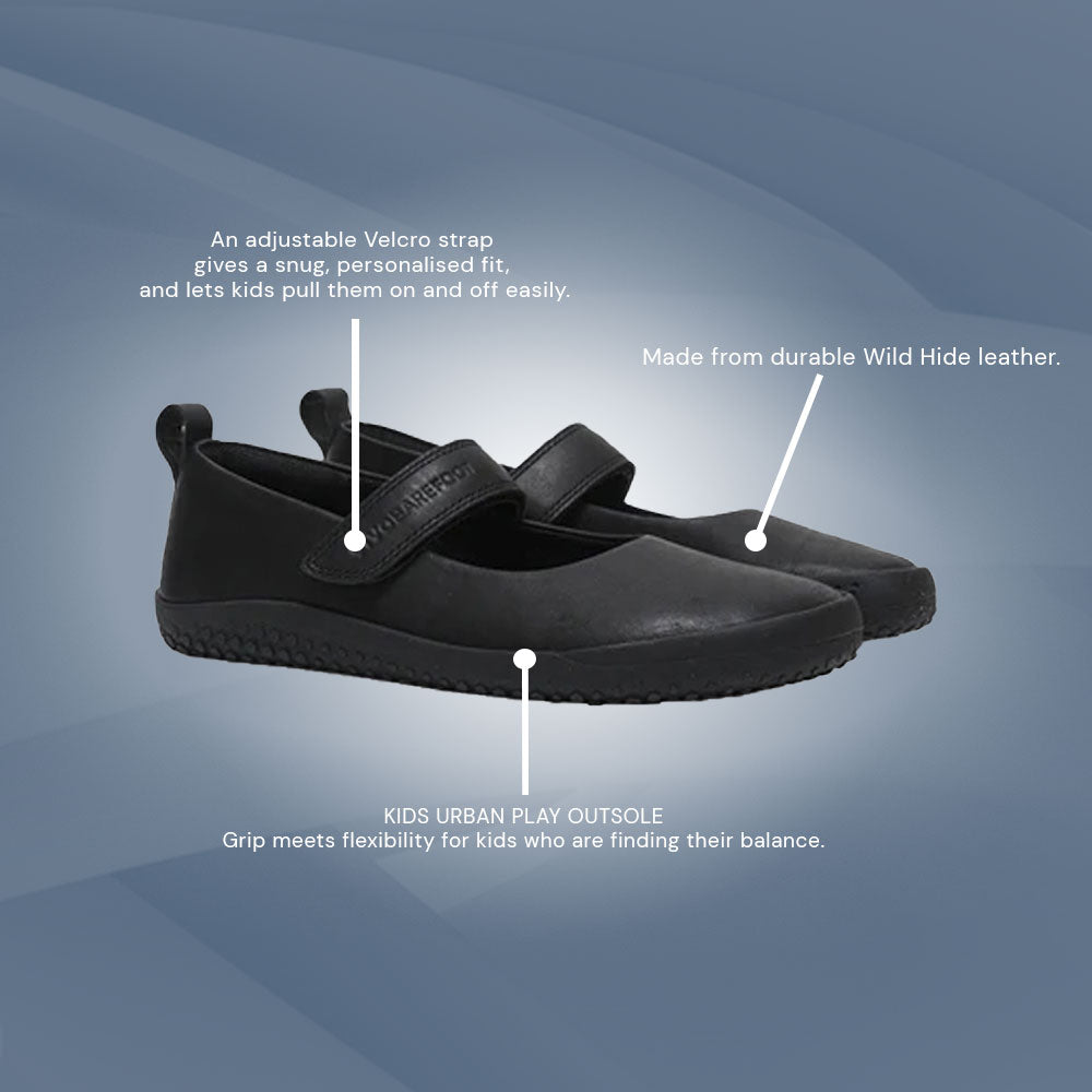 Vivobarefoot - Wyn School Juniors - Obsidian