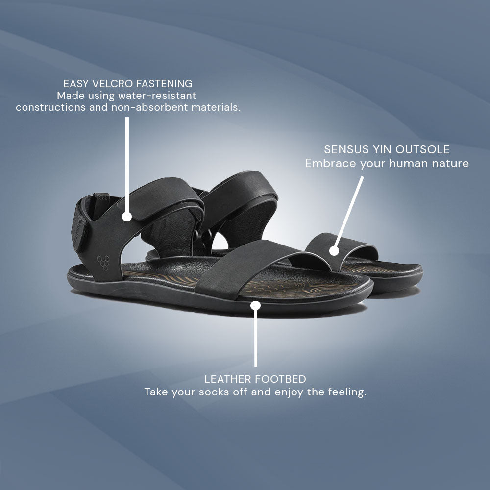 Vivobarefoot Sensus Yin Sandal (Womens) - Obsidian
