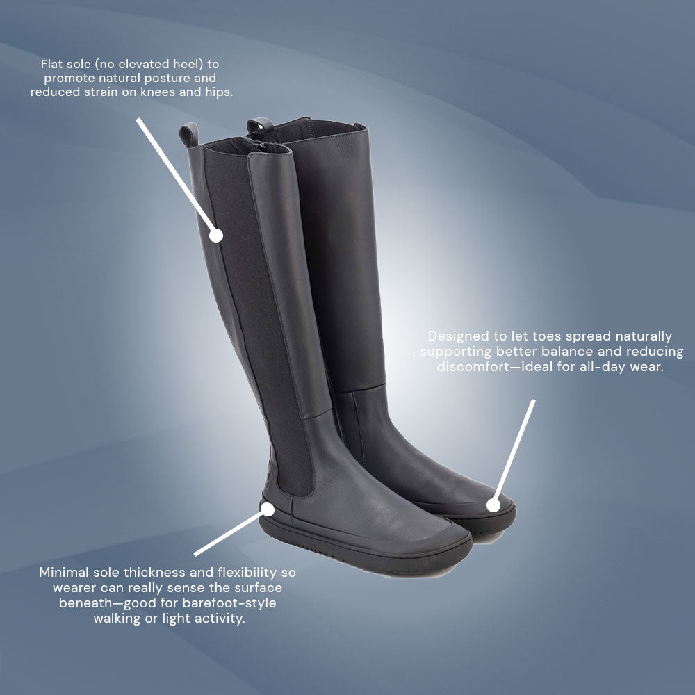 Shapen - HARPER barefoot knee-high boots - Black (Womens)