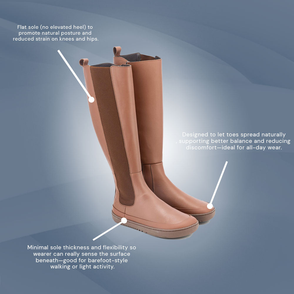 Shapen - HARPER barefoot knee-high boots - Brown (Womens)