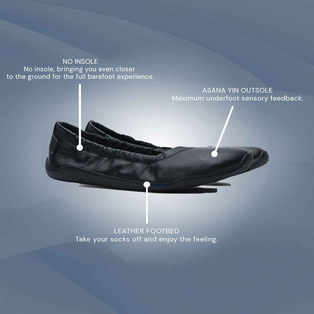Vivobarefoot Primus Asana Yin Ballerina Leather (Womens) - Obsidian