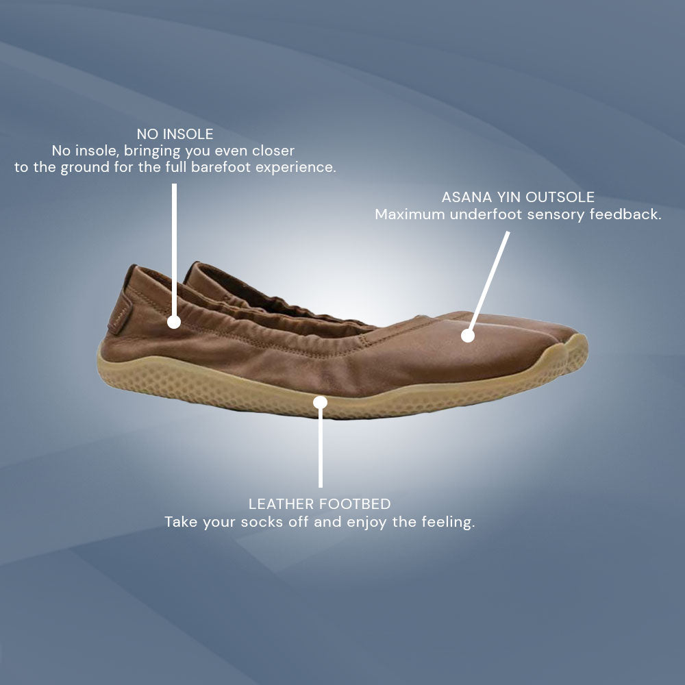 Vivobarefoot Primus Asana Yin Ballerina Leather (Womens) - Tan