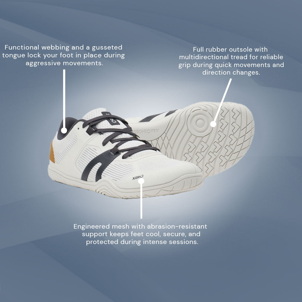 XeroShoes - 360 Rally - Barefoot Court Shoe - Mens - White/Asphalt