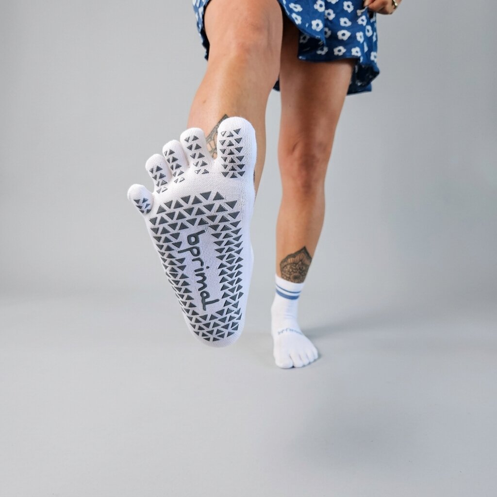 Bprimal GRIP Five-Toe Socks - Crew - Regular Weight - Coastal