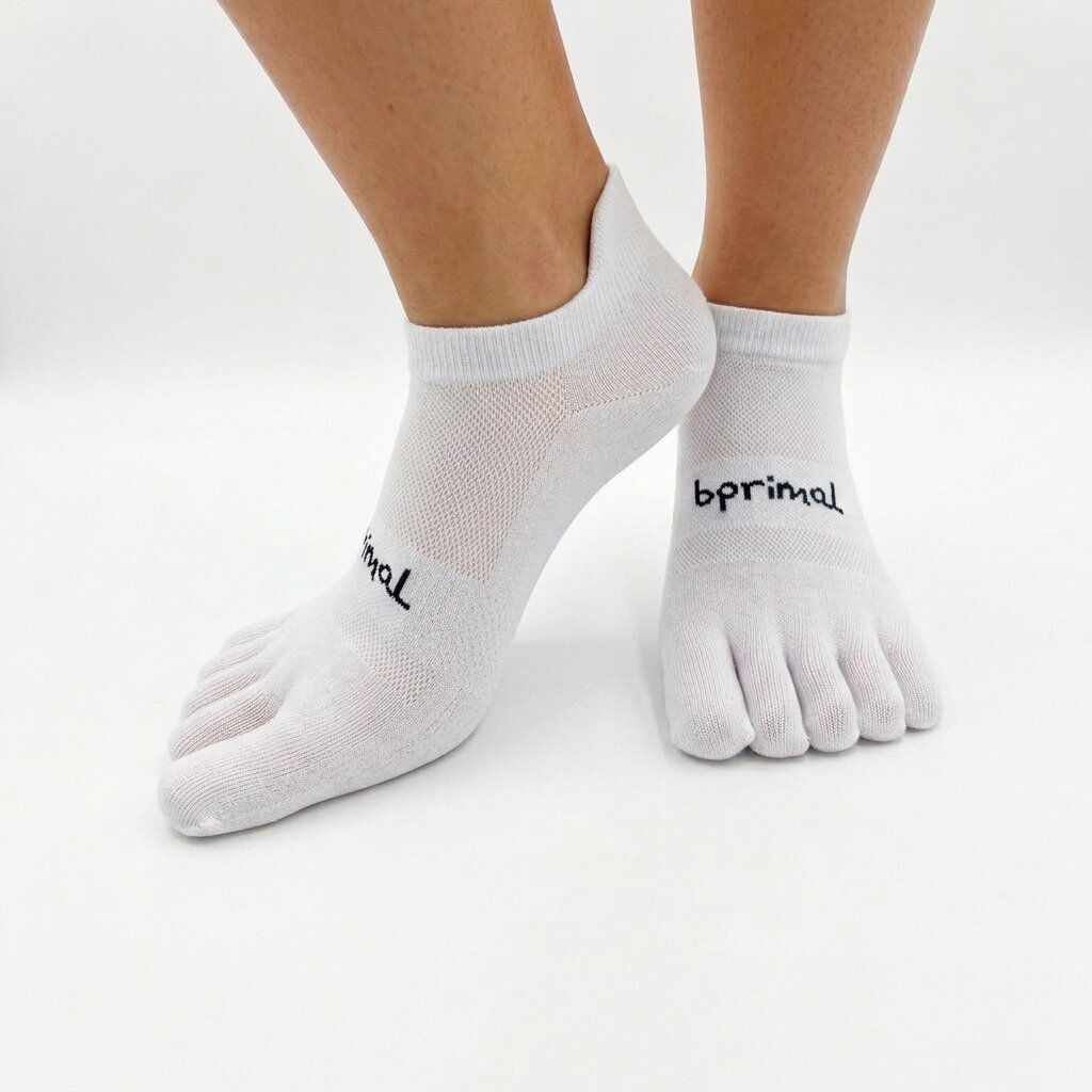 Bprimal Everyday Five-Toe Socks - No-Show - Regular Weight - White
