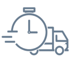 Fast Delivery icon image of a fast truck with a clock.