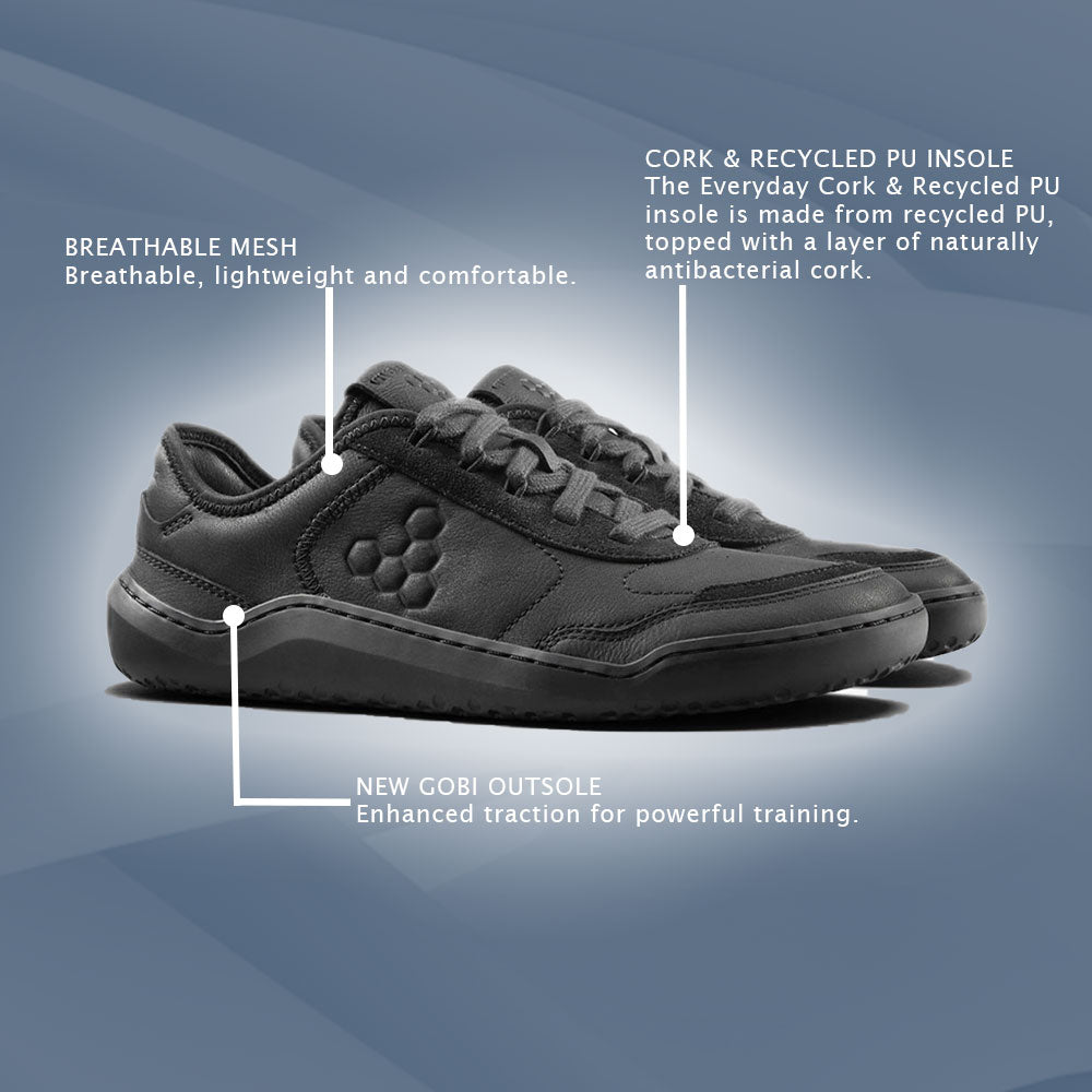 Vivobarefoot Gobi Sneaker Leather (Mens) - Obsidian