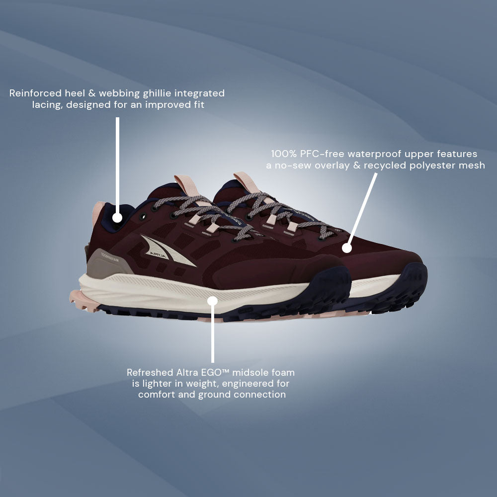 Altra - Lone Peak 9 Waterproof Low - Maroon - Womens