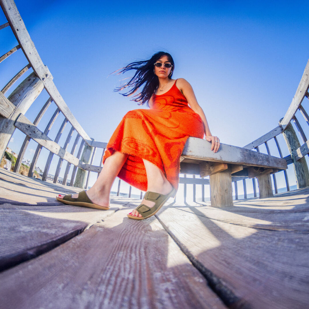 Vivobarefoot Sensus Yin Slide (Womens) - Dark Olive