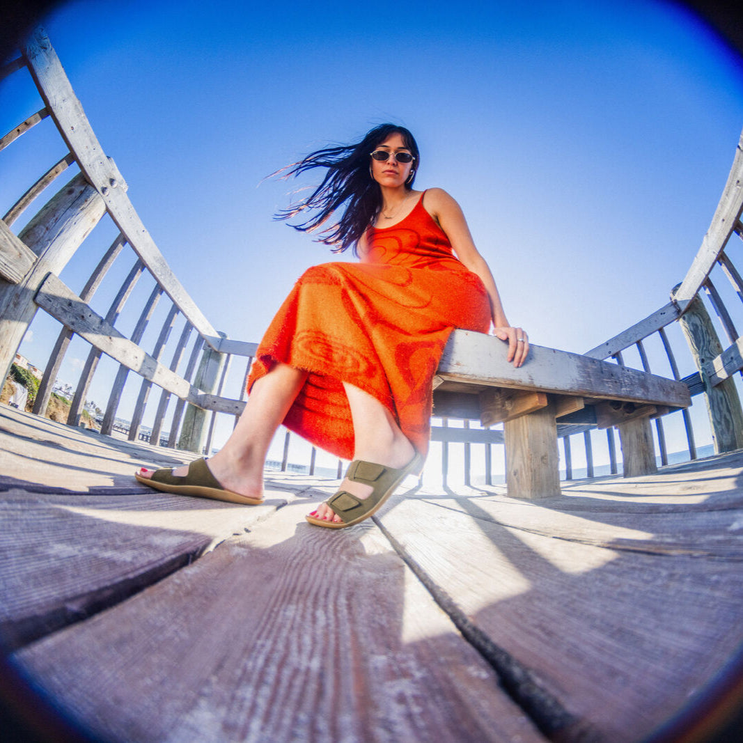 Vivobarefoot Sensus Yin Slide (Womens) - Dark Olive