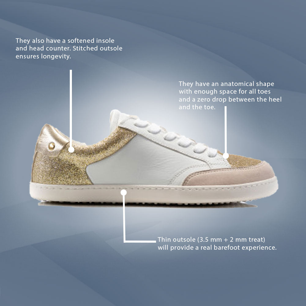 Shapen - CHARM Leather Barefoot Shoes - Light Gold (Womens)