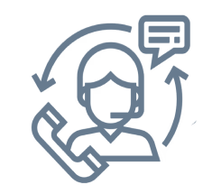Support Team icon image of a person with a phone and message box.