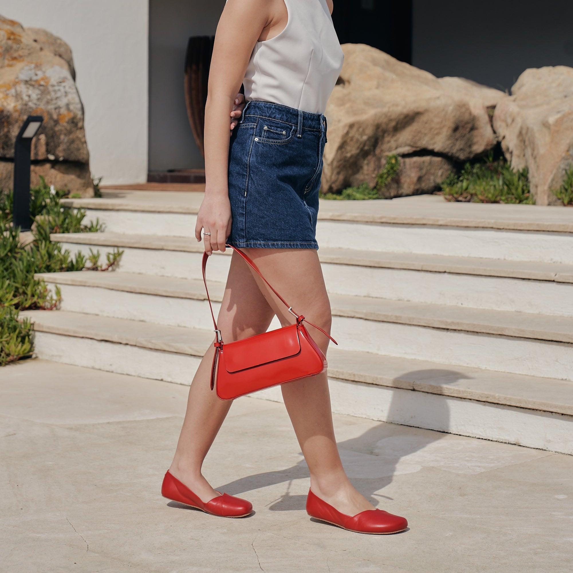 Shapen - PEONY Barefoot Ballerinas - Cherry - Wide (Womens)