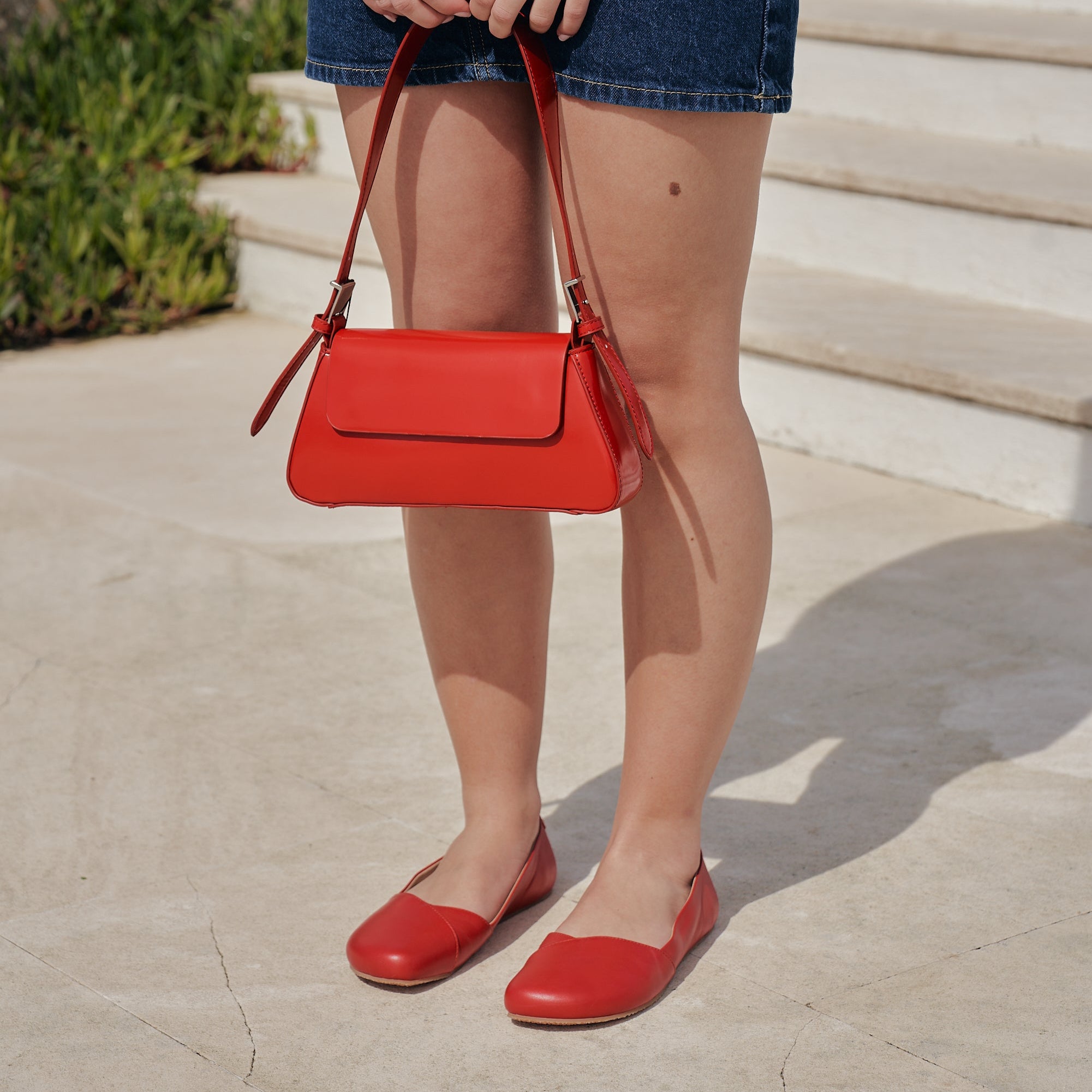 Shapen - PEONY Barefoot Ballerinas - Cherry - Wide (Womens)