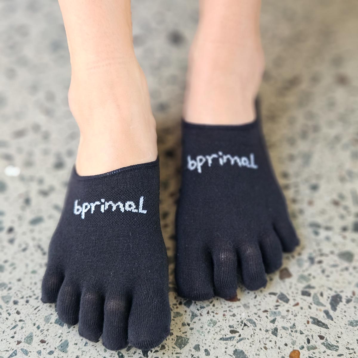 Close up front view of Black Bprimal Everyday Five-Toe Socks - Hidden