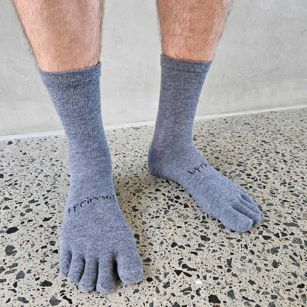 Bprimal Outdoor Merino Five-Toe Socks - Crew - Grey