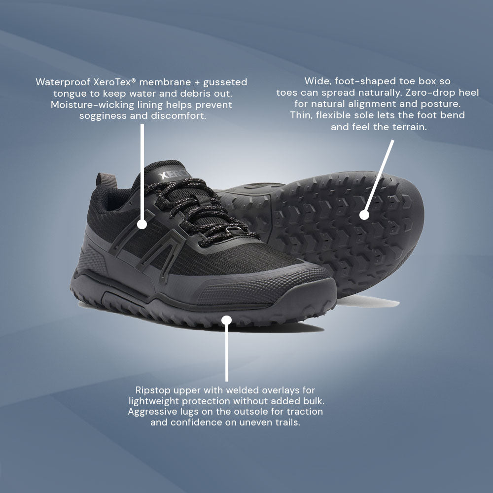 XeroShoes - Scrambler Trail Low WP - Womens - Black/Asphalt