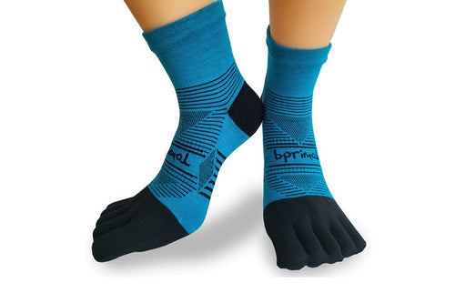 Bprimal Performance Five-Toe Socks - Regular Weight - Mini-Crew - Bondi Blue