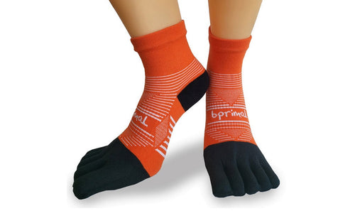 Bprimal Performance Five-Toe Socks - Regular Weight - Mini-Crew - Sunrise