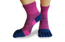 Bprimal Performance Five-Toe Socks - Womens - Regular Weight - Mini-Crew - Pink/Navy