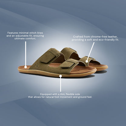 Vivobarefoot  Sensus Yin Slide (Womens) - Dark Olive