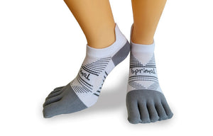 Bprimal Performance Five-Toe Socks - Regular Weight - No-Show - White