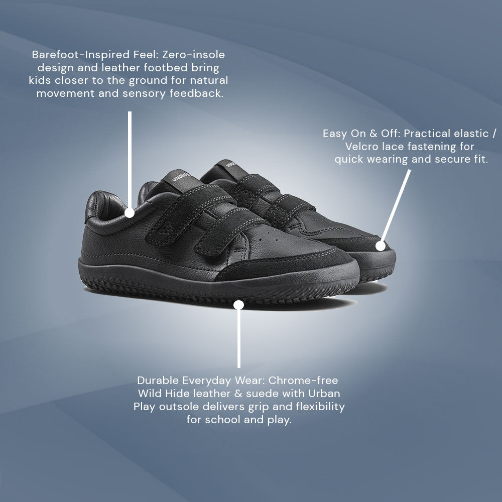 Vivobarefoot - Vivobarefoot Gobi Sneaker School Kids - Obsidian