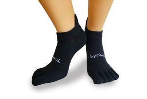 Bprimal YOUTH Everyday Five-Toe Socks - No-Show - Regular Weight - Black
