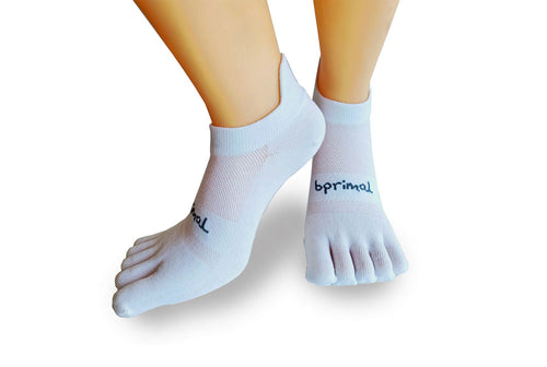 Bprimal YOUTH Everyday Five-Toe Socks - No-Show - Regular Weight - White