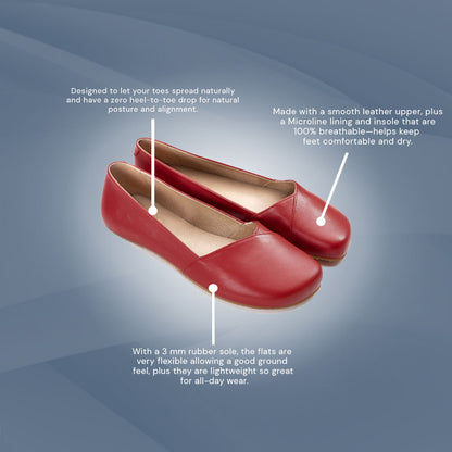 Shapen - PEONY Barefoot Ballerinas - Cherry - Wide (Womens)