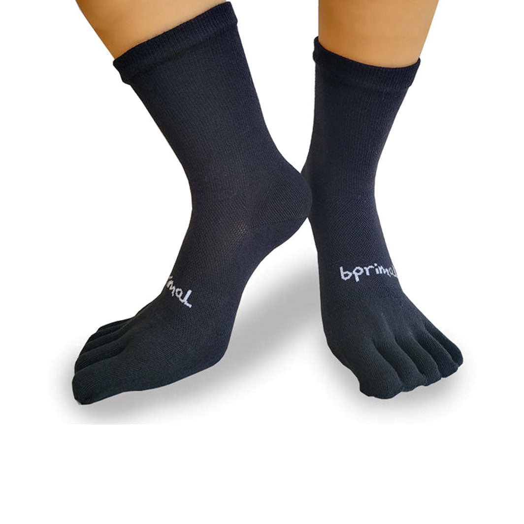 Bprimal Everyday Five-Toe Socks - Crew - Regular Weight - Black