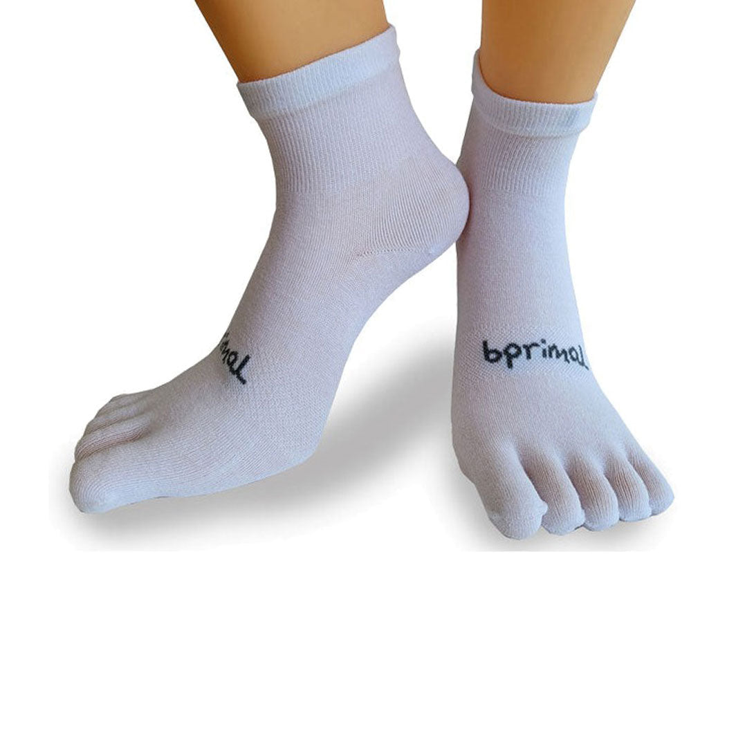 Bprimal Everyday Five-Toe Socks - Mini-Crew - Regular Weight - White