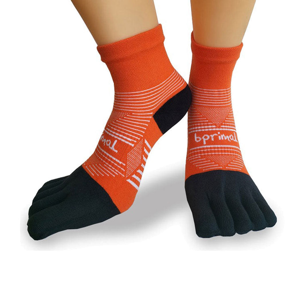 Bprimal Performance Five-Toe Socks - Regular Weight - Mini-Crew - Sunrise