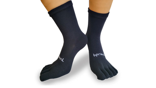 Bprimal Everyday Five-Toe Socks - Crew - Regular Weight - Black