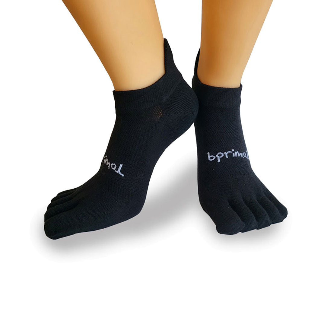 Bprimal YOUTH Everyday Five-Toe Socks - No-Show - Regular Weight - Black