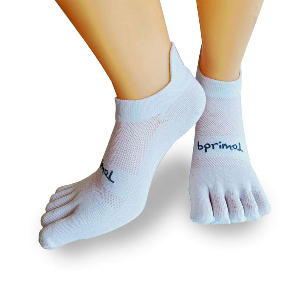 Bprimal YOUTH Everyday Five-Toe Socks - No-Show - Regular Weight - White