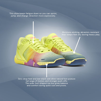 XeroShoes - X1 Low - Basketball Shoe - Womens - Sunny Lime