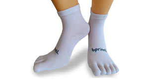 Bprimal Everyday Five-Toe Socks - Mini-Crew - Regular Weight - White