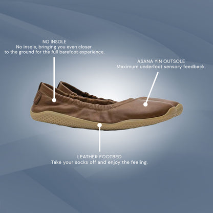 Vivobarefoot Primus Asana Yin Ballerina Leather (Womens) - Tan