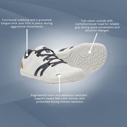 XeroShoes - 360 Rally - Barefoot Court Shoe - Mens - White/Asphalt