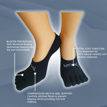 Bprimal Everyday Five-Toe Socks - Hidden - Thin Weight - Black - bprimal
