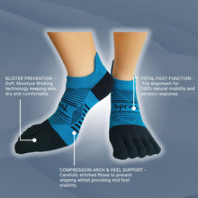 Bprimal Performance Five-Toe Socks - Regular Weight - No-Show - Bondi Blue - bprimal