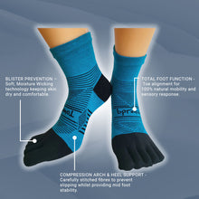 Bprimal Performance Five-Toe Socks - Regular Weight - Mini-Crew - Bondi Blue - bprimal