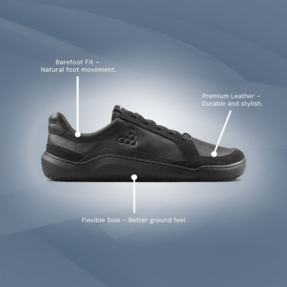 Vivobarefoot Gobi III Sneaker Leather (Mens) - Triple Obsidian