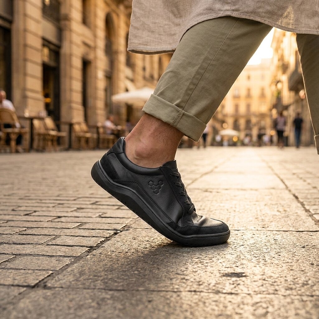 Vivobarefoot Gobi II Sneaker Premium Leather (Mens) - Triple Obsidian