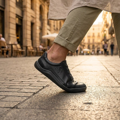 Vivobarefoot Gobi II Sneaker Premium Leather (Mens) - Triple Obsidian