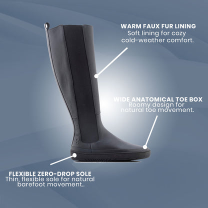 Shapen - HARPER barefoot knee-high boots - Black (Womens)