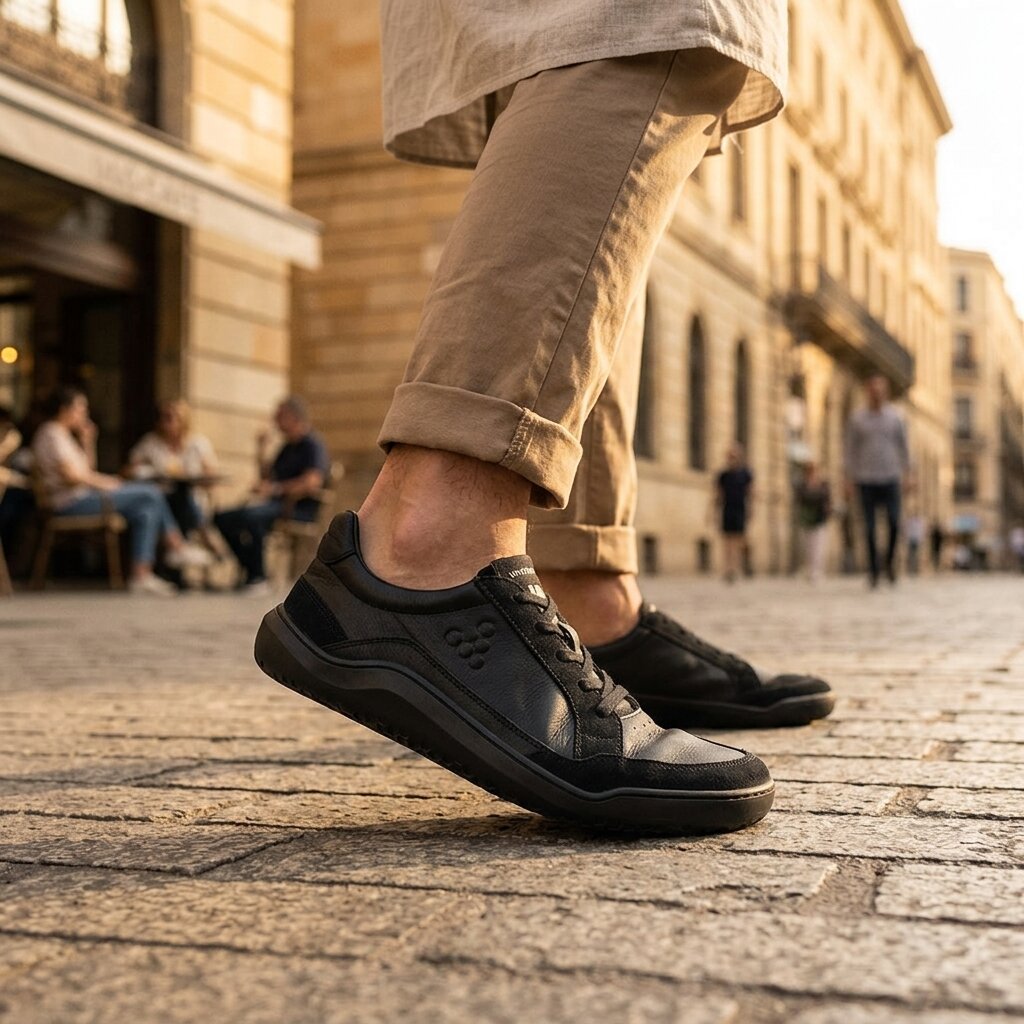 Vivobarefoot Gobi II Sneaker Premium Leather (Mens) - Triple Obsidian