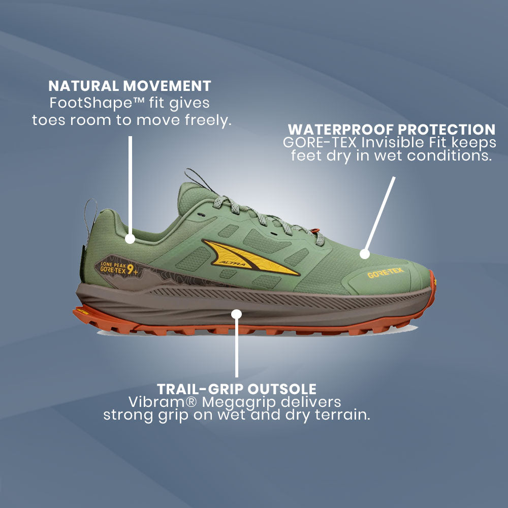 Altra - Lone Peak 9+ GTX Waterproof- Dusty Olive - Mens