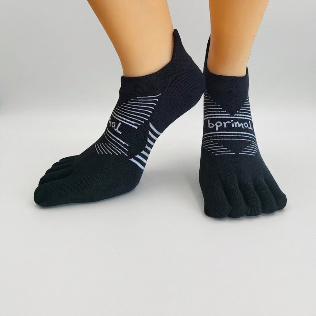Bprimal Performance Five-Toe Socks - Regular Weight - No-Show - Black